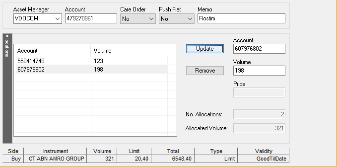 block order ticket